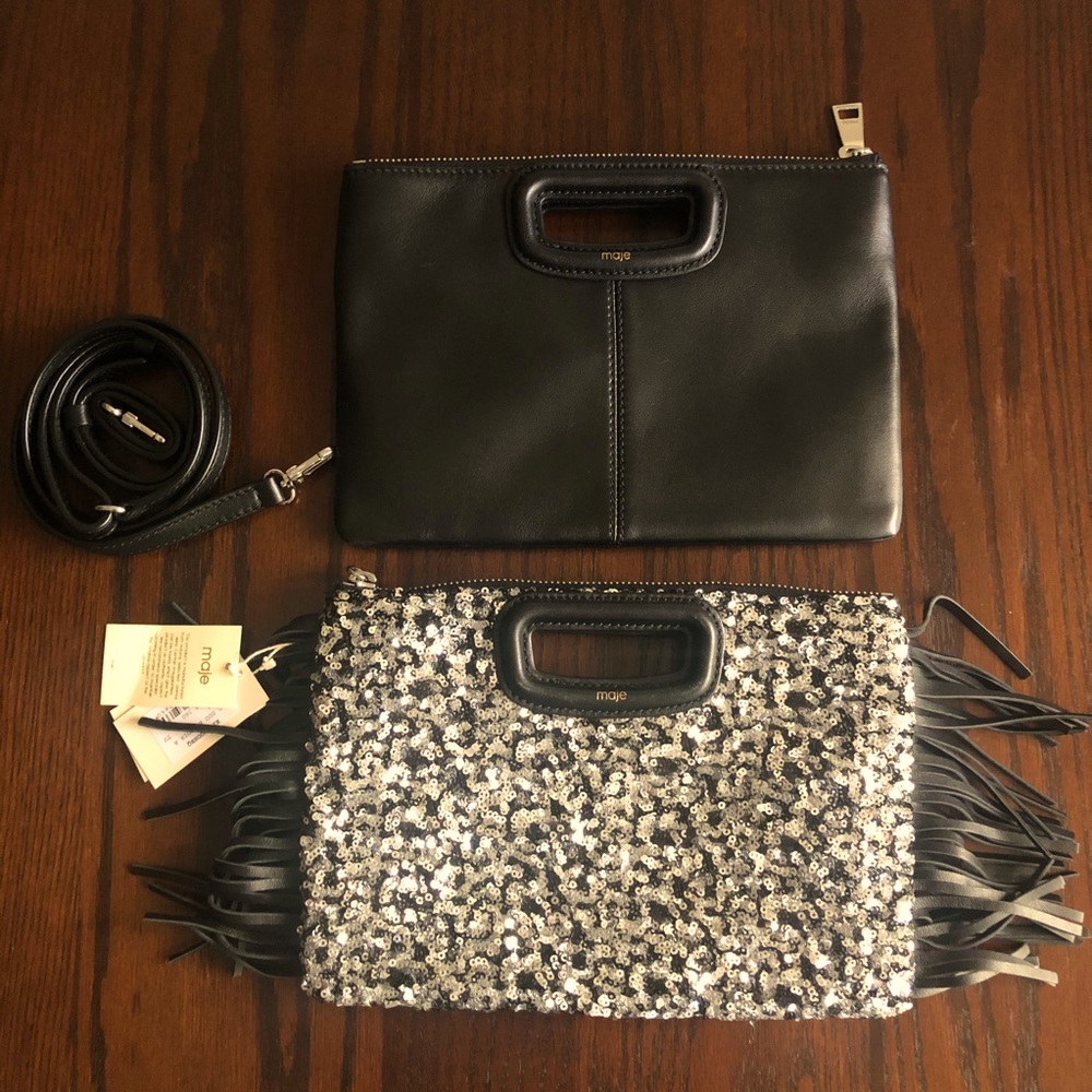 229. Maje Duo Sac En Cuir A Black